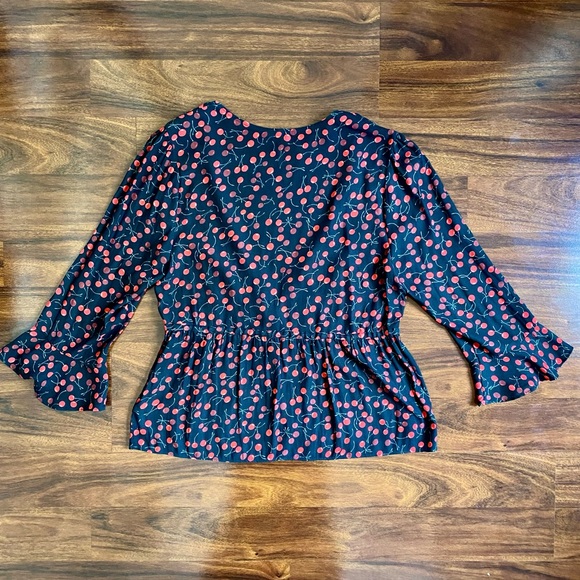EUC Free People cherry print tie front blouse - Picture 4 of 7